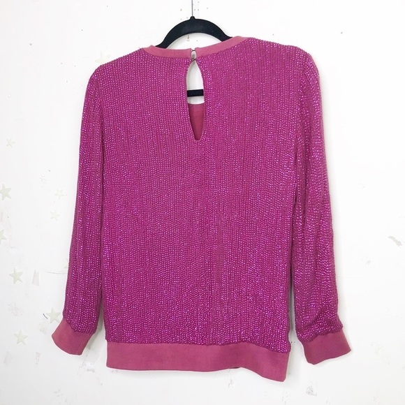 Mlv fuscia sequin Keyhole back blouse - Picture 10 of 11